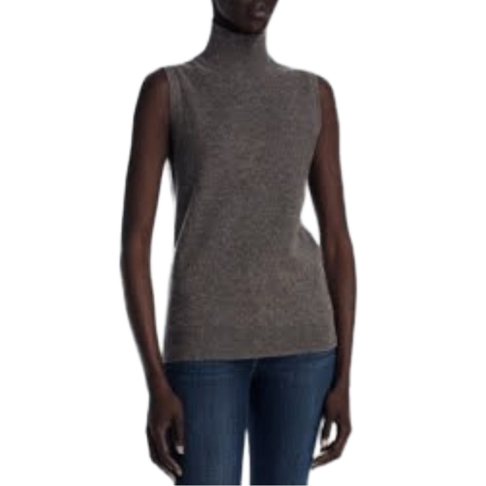 TAHARI Gray Sleeveless Turtleneck Sweater